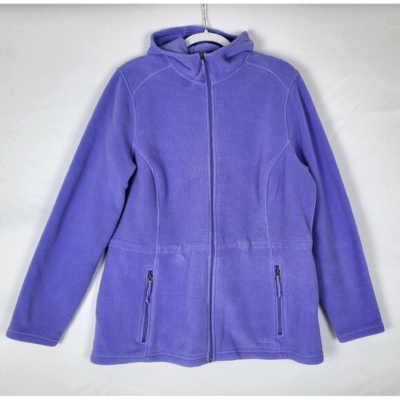 LL Bean Polartec Purple Hooded Fleece Jacket Womens XL Full Zip - Picture 1 of 5